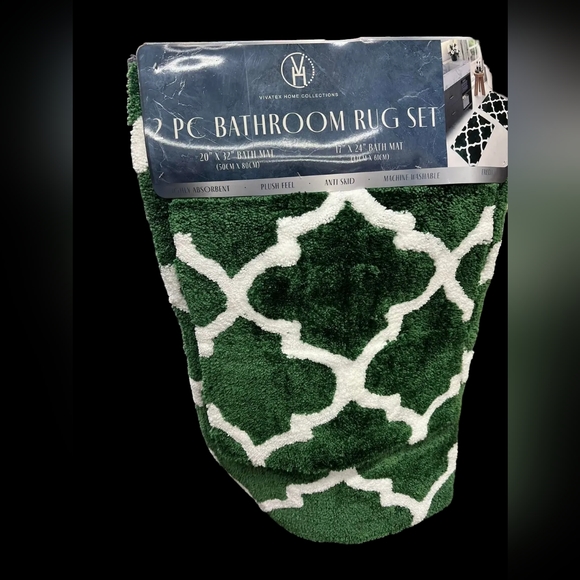 Green 2pc Bathroom Rug Set - Picture 1 of 6